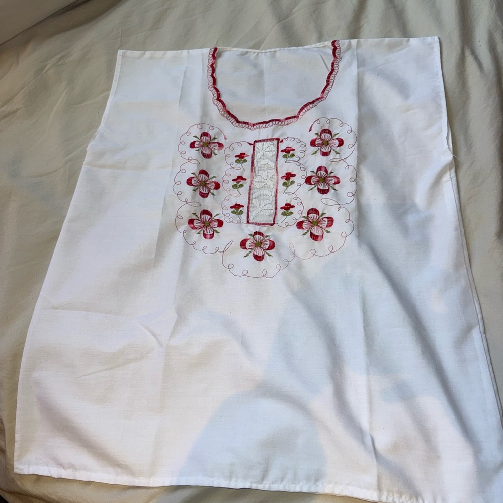 Mexican Manta Embroidered Blouse Hand Made! (Size Sm)